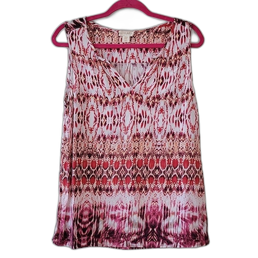 Lucy & Laurel Festival Beachy Blouse Red White Size M Boho